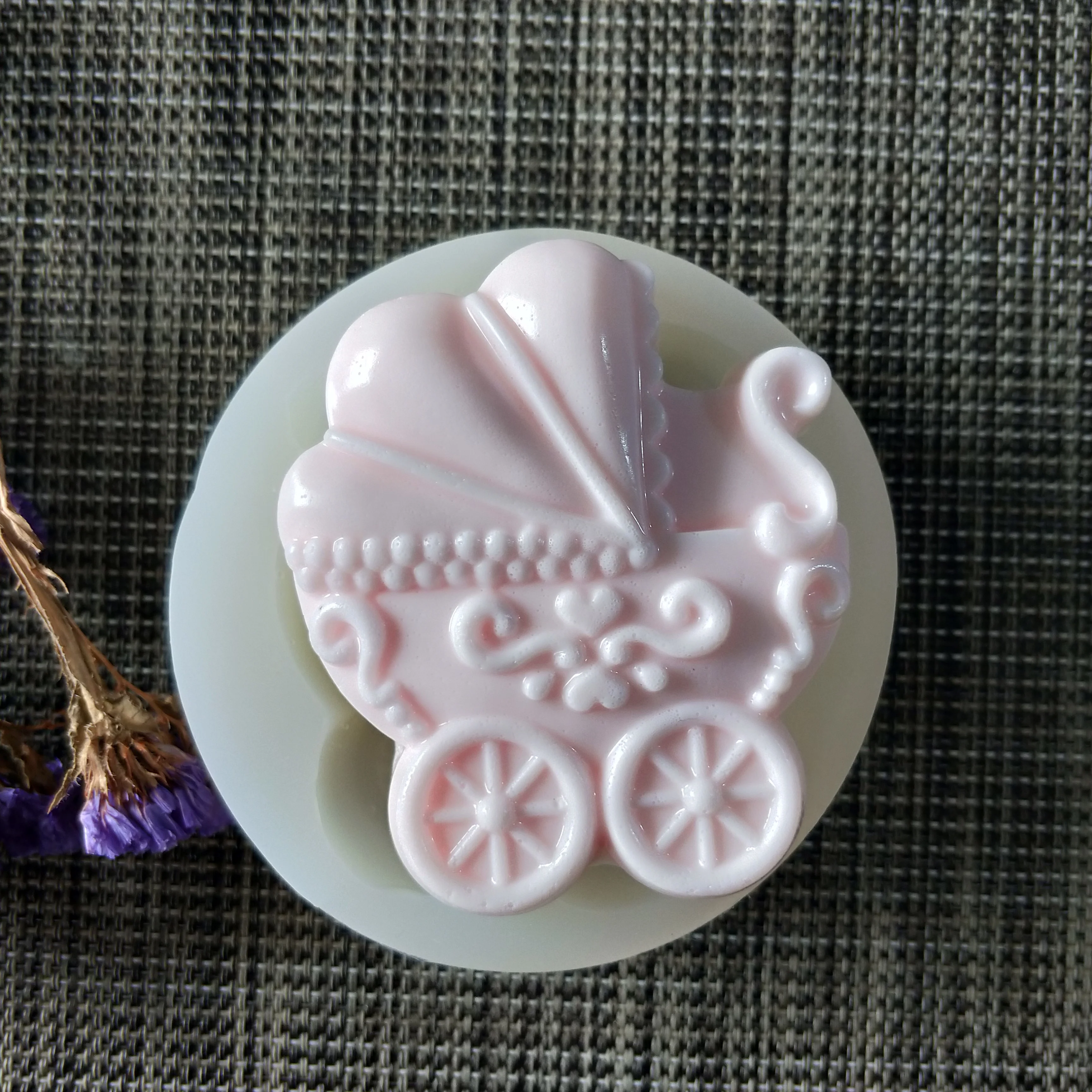 QT0167 PRZY silicone mold Baby carriage soap mould pram handmade soap making molds candle silicone mold resin clay moulds