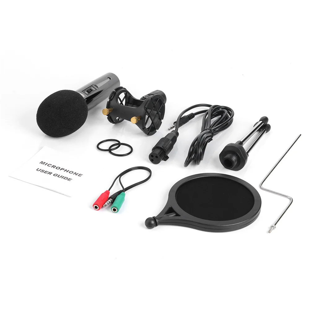 

Recording Condenser Microphone Mobile Phone Microphone 3.5mm Jack Professional Microfone for Computer PC Karaoke Mic
