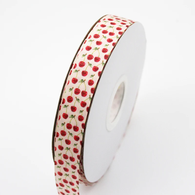 

10/25/50 yards Cherry printed grosgrain ribbon stripe ribbon 16mm-75mm wedding decorative ribbons DIY craft webbing