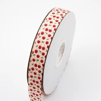 102550 yards cherry printed grosgrain ribbon stripe ribbon 16mm 75mm wedding decorative ribbons diy craft webbing