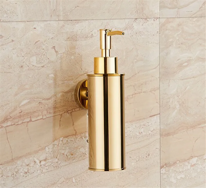 Liquid Soap Dispenser Hand Kitchen Sink Soap Container 304 Stainless Steel Gold Bathroom Shampoo Holder Wall Mounted Bottle