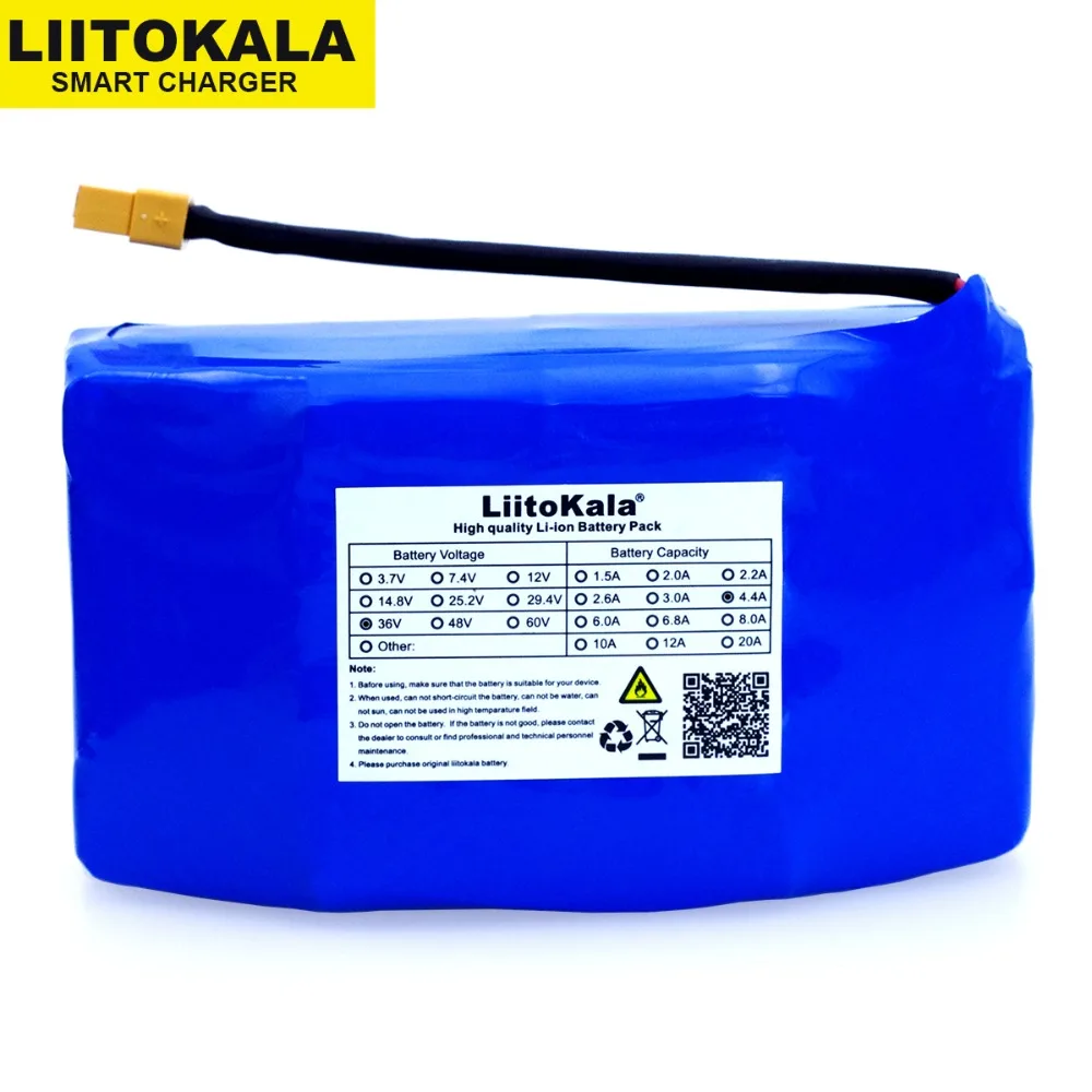 Литий-ионная аккумуляторная батарея LiitoKala 36 В 4400 мАч 4 Ач литий-ионная ячейка для