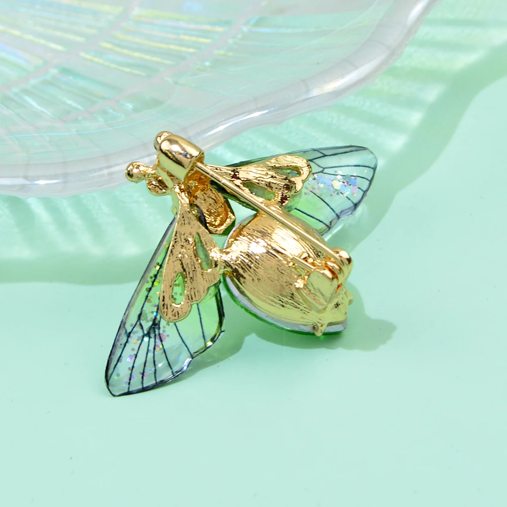 CINDY XIANG New Cute Insect Bee Brooch Pins For Women Big Crystal Honeybee With Ttranslucent Wings Brooches Corsage Jewelry Gift | Украшения