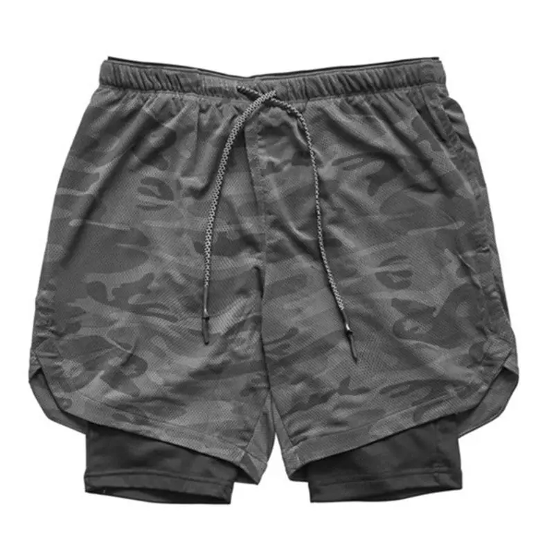 Мужские шорты 2 в 1 для тренировок бега тренажерного зала йоги Спортивные