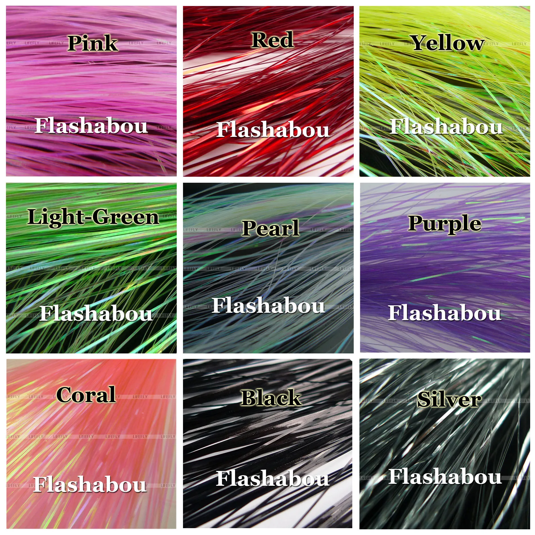9 Colors, 18 Packs Flashabou, Holographic Tinsel, Flash, Fly Tying, Jig, Lure Making, Fishing
