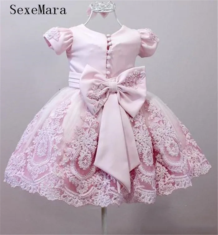SexeMara Розовое Кружевное детское платье для малышей женская одежда на день