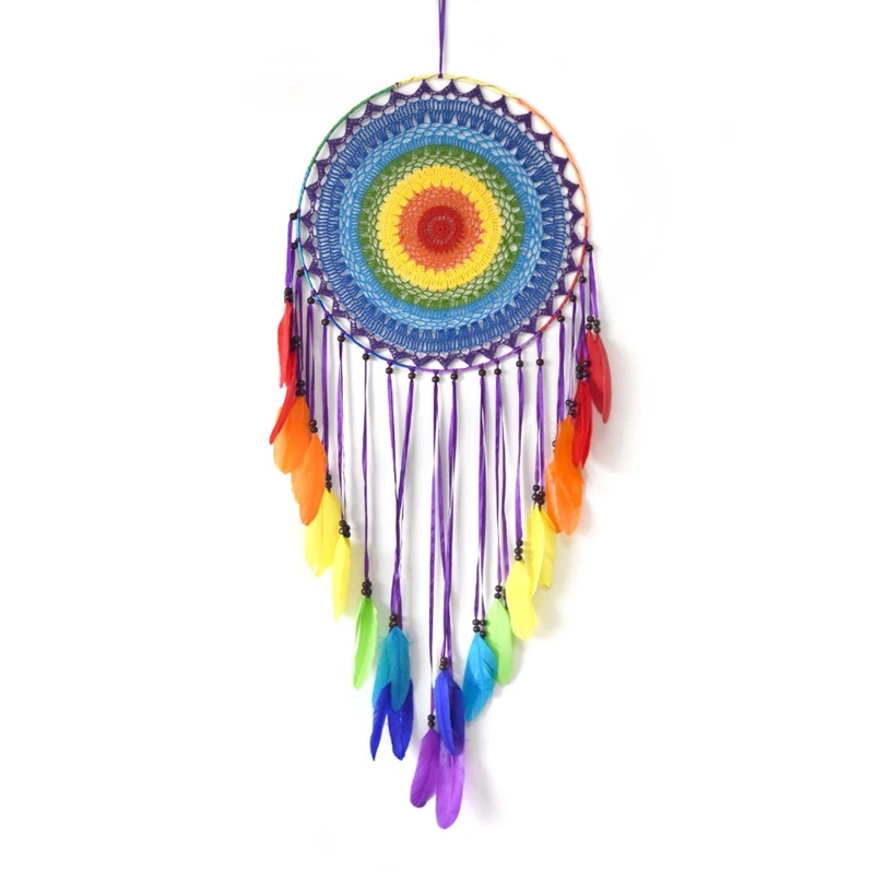 

Colorful Feather Big Dream Catcher Hanging India Decoration Room Kids Wall Decor Traditional Handmade Dream Catchers 120x50cm