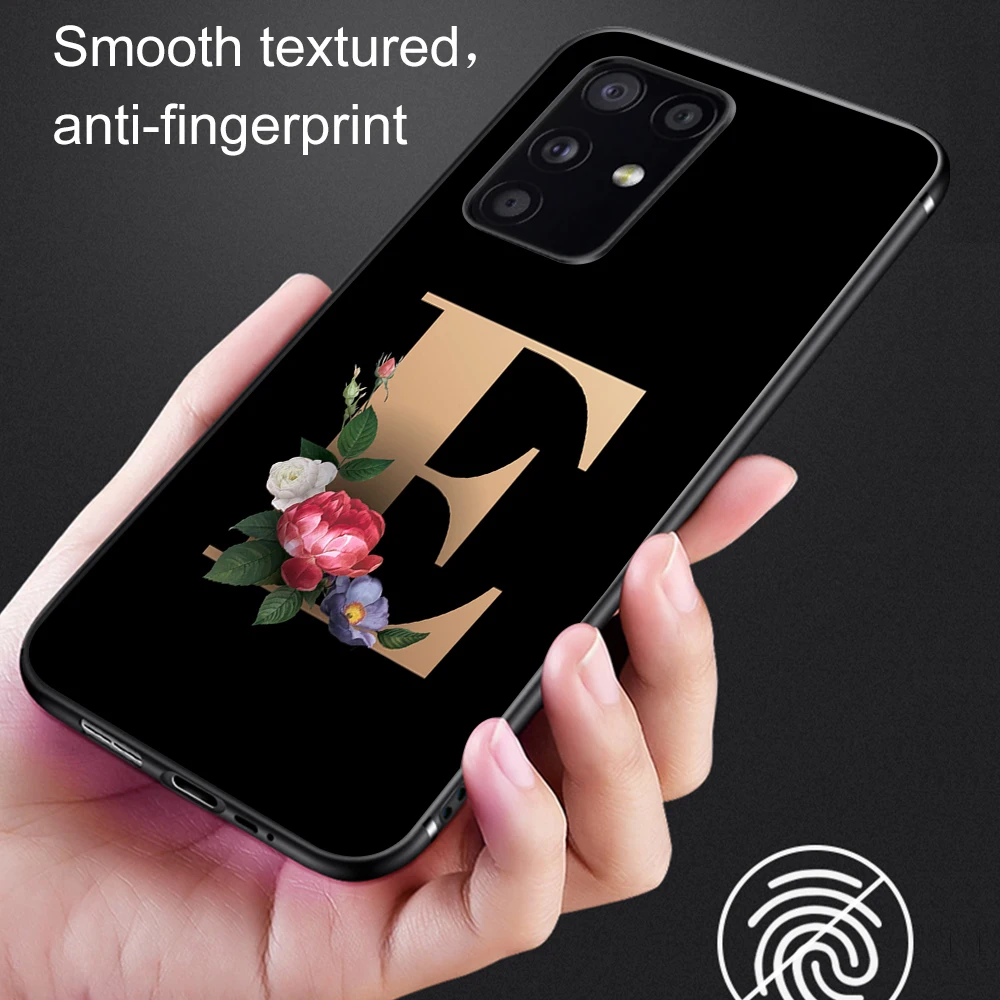 

Letter Flower For Samsung S21 A51 S20 S10 S9 Plus Ultra A50 A71 A70 A21S A02S A52 A72 A12 NOTE 20 10 9 Plus Soft TPU Phone Funda