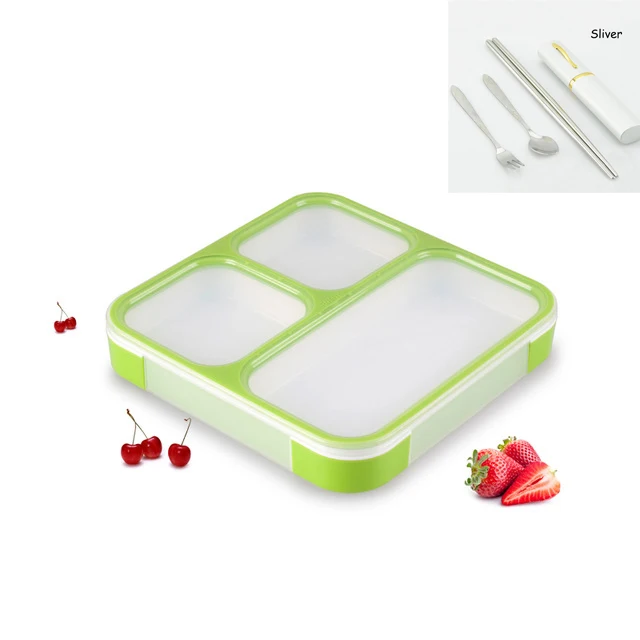 Green 3 suit MICCK BPA Бесплатный Ланч-бокс, контейнер для хранения еды с отсеками, герметичный, тепловой, Bento box, большая емкость 1200 мл - Цвет: Green 3 suit