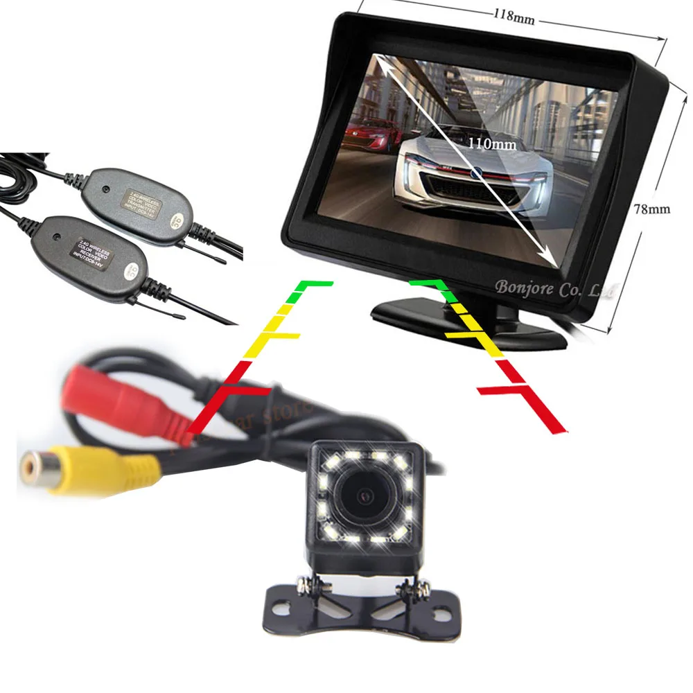

Wireless 4.3 Inch TFT LCD Car Rear View Monitor For CCD Reverse Camera Video Car Parking Assistance Reversing Night Vision