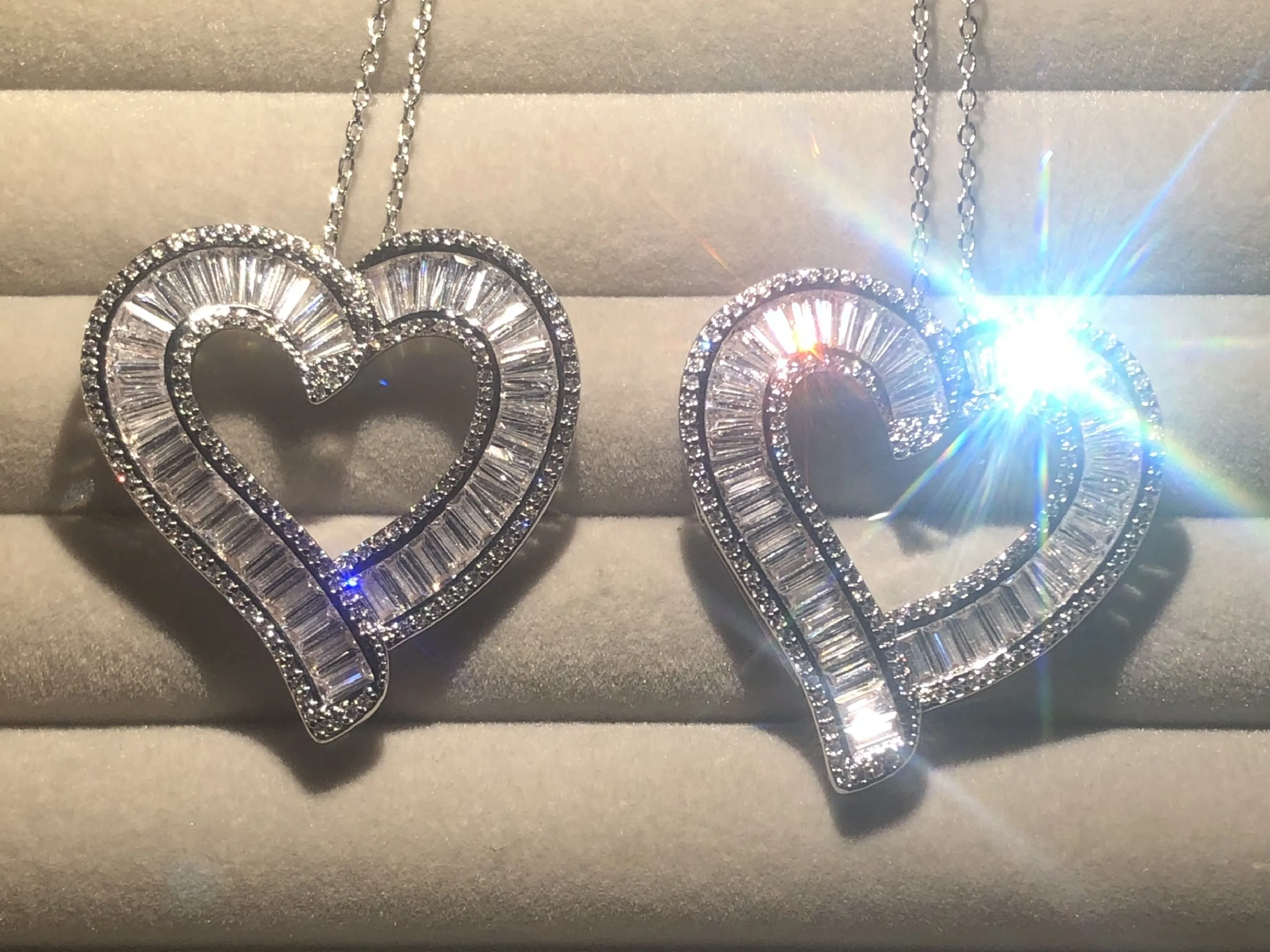 Роскошное ожерелье с подвеской в виде сердца из серебра 925 пробы женское