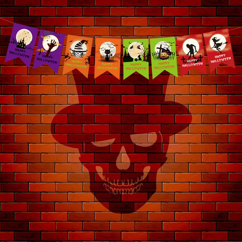 Треугольный тянущийся флаг летучая мышь череп Тыква бумажные тянущиеся