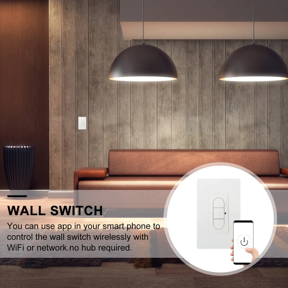 

Smart Switch Wireless Remote Dimming Switch WiFi Switch App Control US Plug