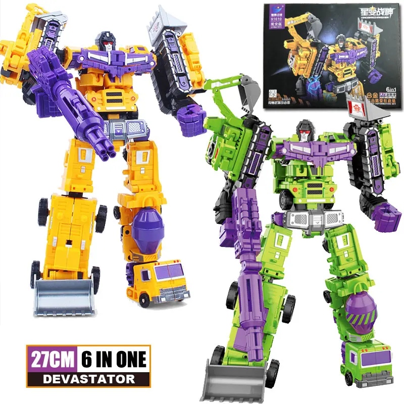 

YX Transformation Devastator GT Yellow Green DX9 6IN1 27cm Oversize YueXing KO Action Figure Robot Gift Boy Toys