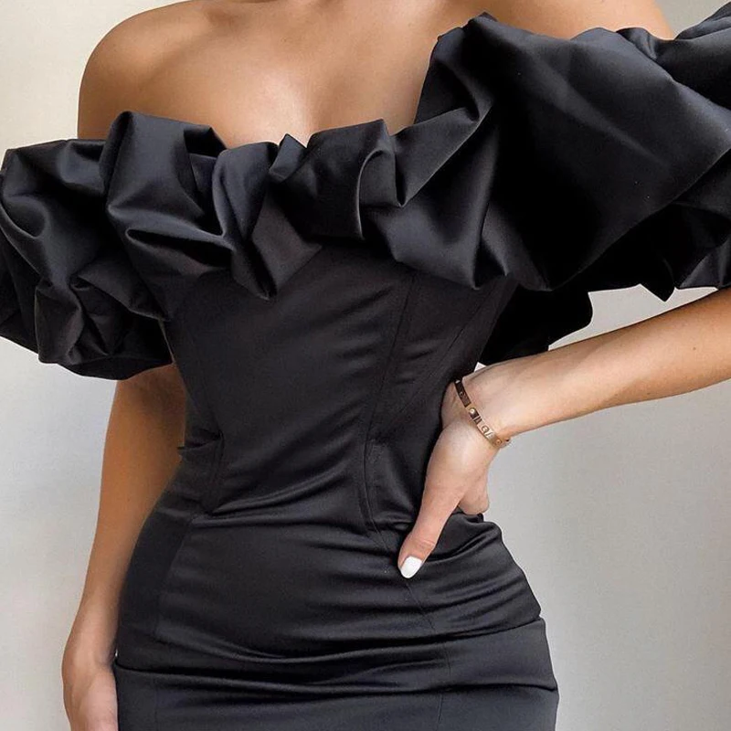 Vestido corto ajustado sin tirantes con cuello de burbuja para mujer, minivestido Sexy ajustado para fiesta y Club
