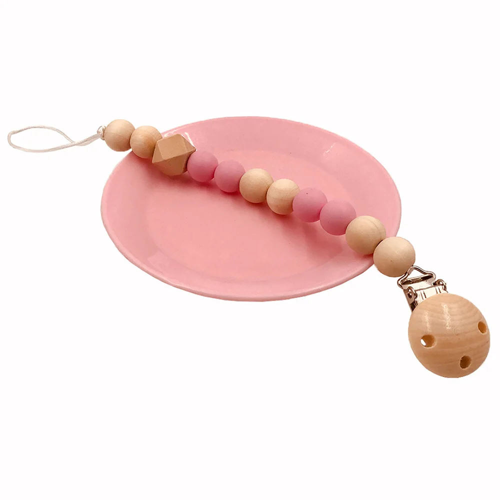 Деревянный зажим для соски цепочка из деревянных бусин детская Прорезыватель