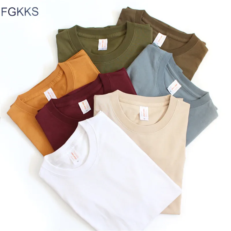 Мужская Повседневная футболка FGKKS из 100% хлопка с коротким рукавом и круглым