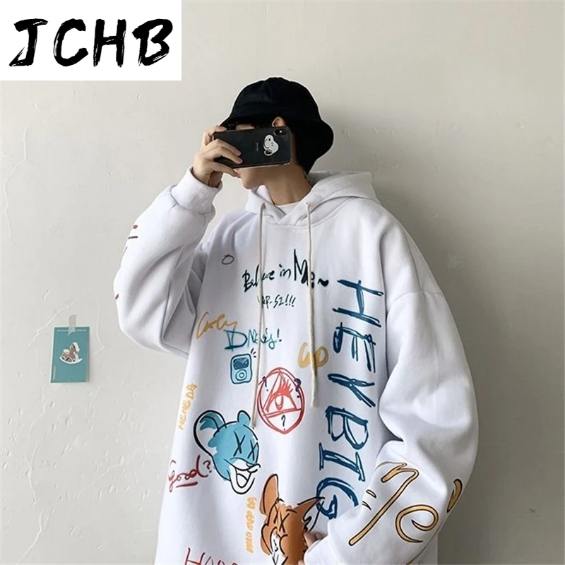 

2021 Autumn Winter Ins Graffiti Men's Sweater Korean Style of Loose Student Shirt Trend Personality Printing Couple Jacket