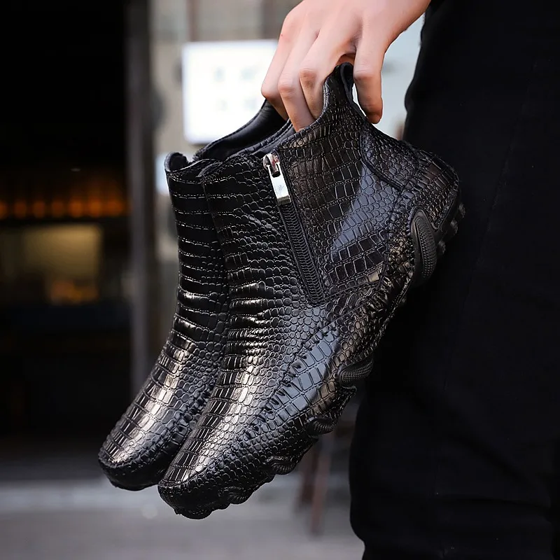 

2021Winter Warm Casual Shoes Men Fashion Zipper Male Ankle Boots Rubber Flat Male Shoes Comfortable Leather Men Boots