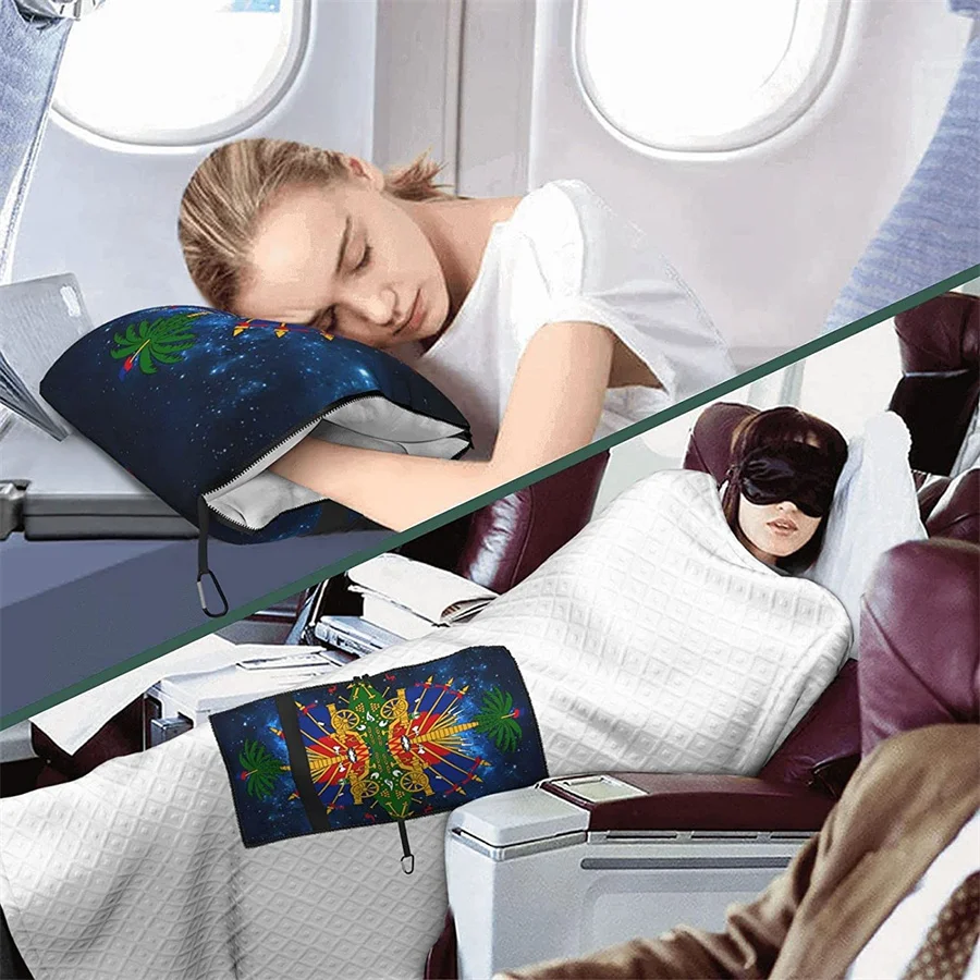 comprar Starry Haitiano Viagem Travesseiro Cobertor Dois-em-um Mochila Cinta E Compacto Avião Saco Cintura Suporte 60x43 Polegadas