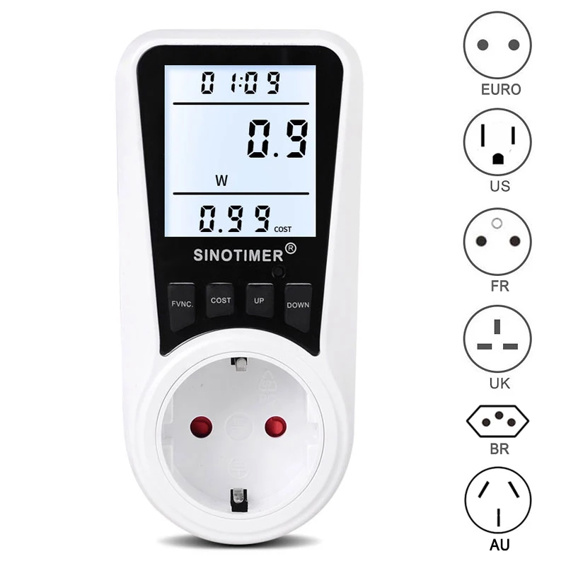

EU UK US BR Plug Power Meter Energy kWh Consumption Digital Wattmeter Watt Analyzer Monitors Measuring Outlet Electricity Socket