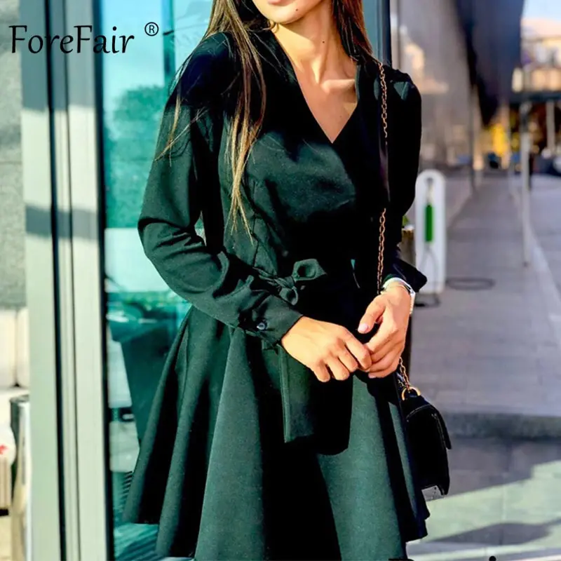 Платье Forefair женское с запахом Повседневная Туника поясом пикантная офисная