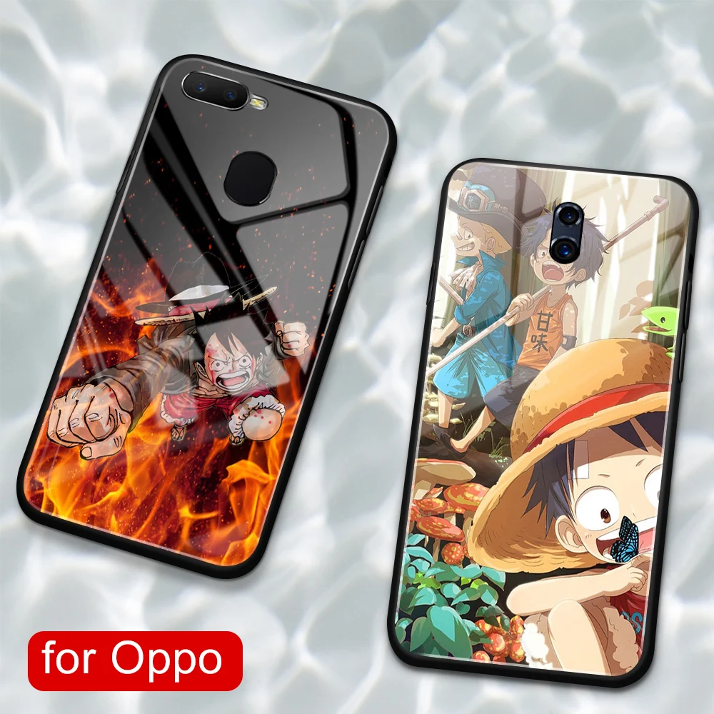 Чехол со стеклянной задней крышкой для Oppo R11s plus чехол с аниме luffy R9 R9S R11 R11S Plus R17 R15 F9