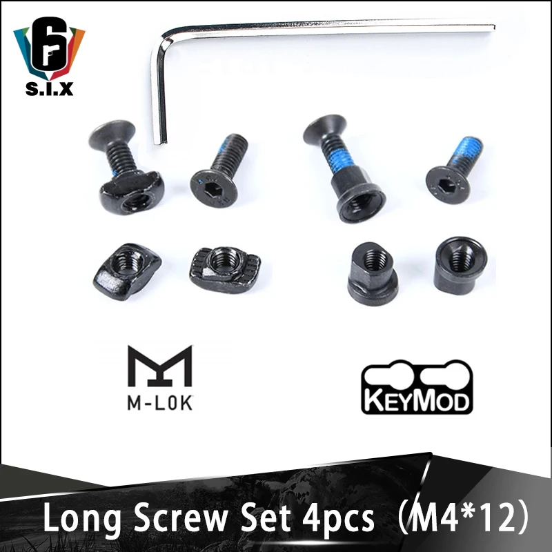 4 Set/Pack Tactical M-LOK & Keymod Long Screw Set Hunting M4 Handguard Rail Panel Handstop Screw Nut Gun Accessories