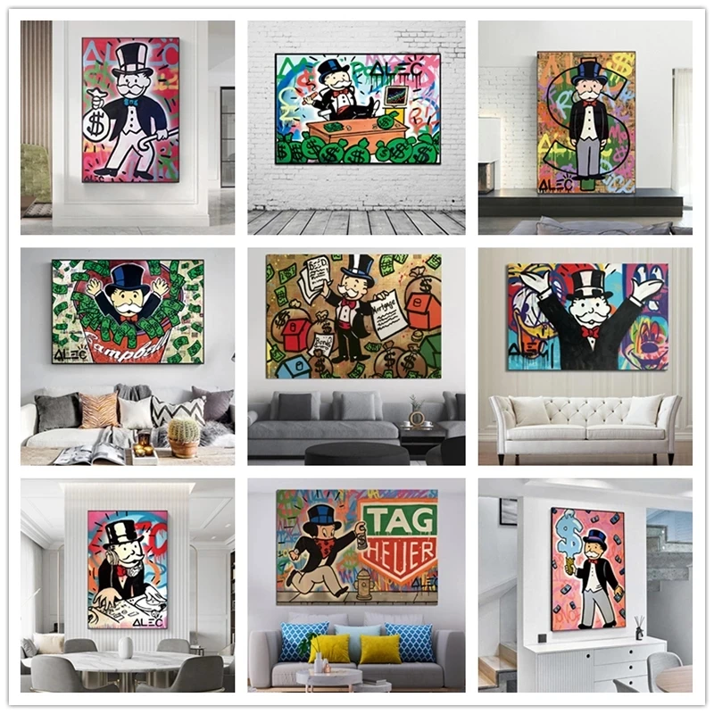 

Alec Monopoly Graffiti Wall Art Money Paintings on The Wall Art Posters Prints The World Is Yours Modern Art Pictures Unframed