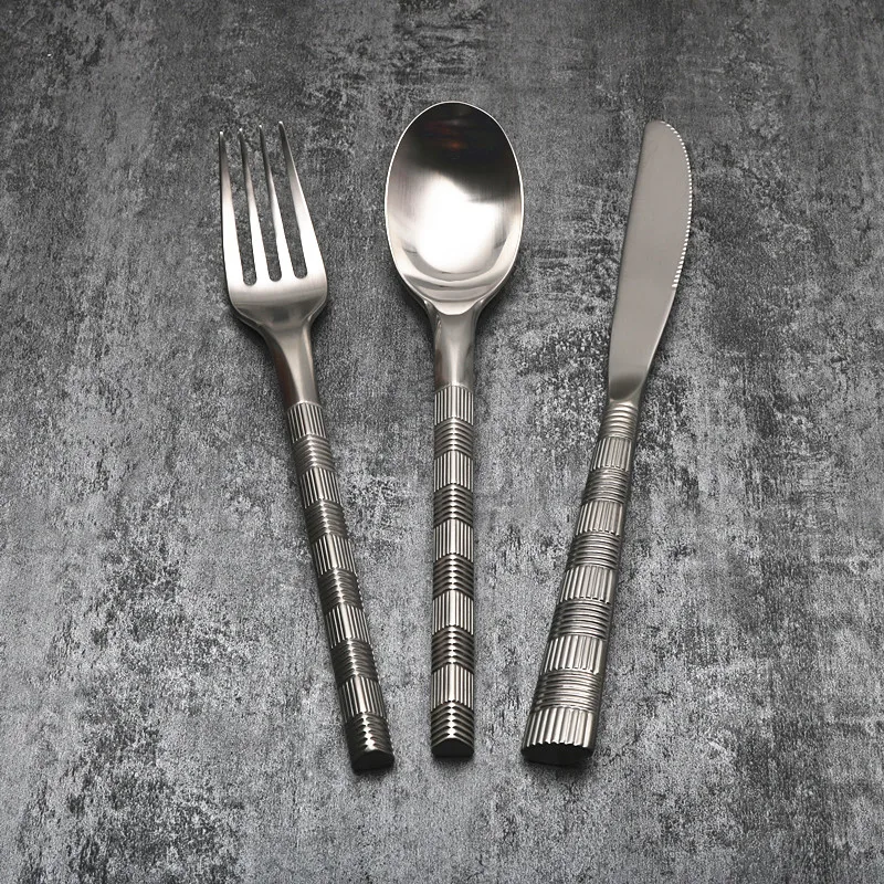 

Thick Retro Cutlery Set Nordic Luxury Stainless Steel 3pcs Elegant Life Dinnerware Gift Set Juegos De Vajilla Home Decore EC50cj