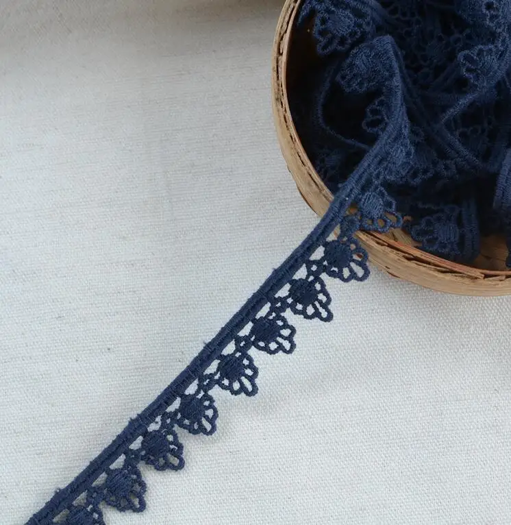 5 Meters Deep Blue Cotton Lace Ribbon DIY Embroidered Net Trim Fabric For Sewing Decoration 1.8cm Free Shipping | Дом и сад