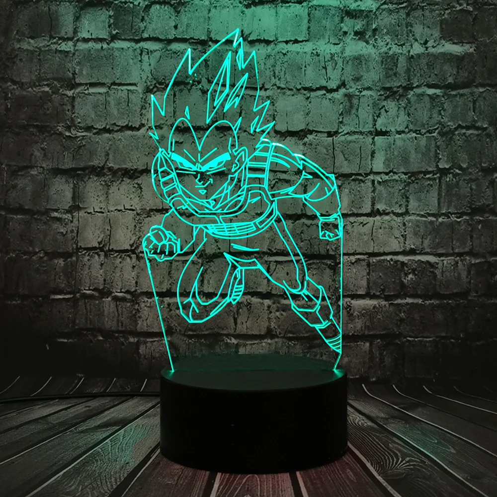 Креативный 3D светильник Seven Dragon Ball Saiyan Vegeta разноцветный градиентный светодиодный
