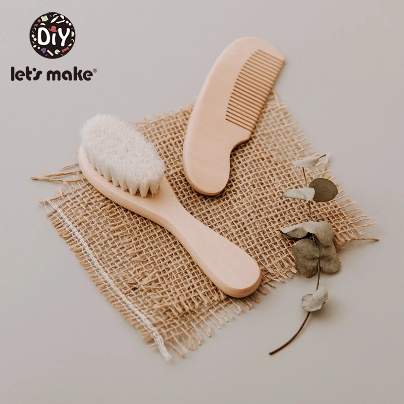 Let'S Make Baby Wooden Brush Comb Newborn Hair Brush Infant Head Massager Hair Brush Infant Comb Head Massager Custom Logo