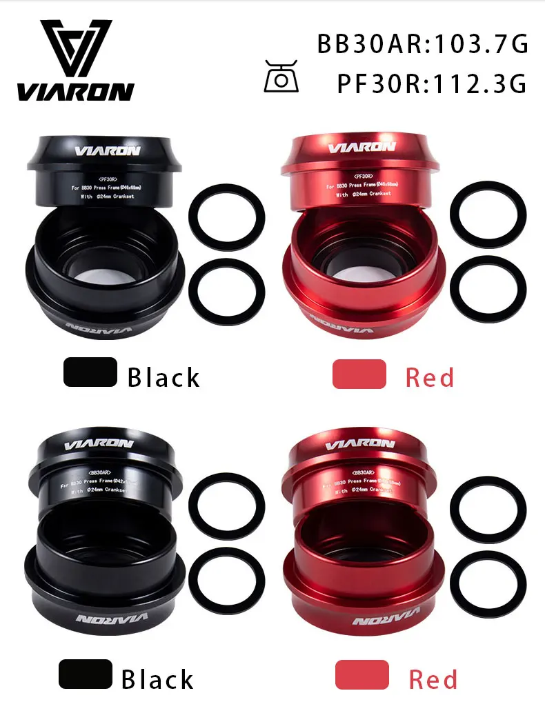 

VIARON BB30/PF30 BB axial Press-Fit Bike Bottom Bracket Bearing MTB Bike 7075AL CNC axis GXP 24mm Bicycle Accessories