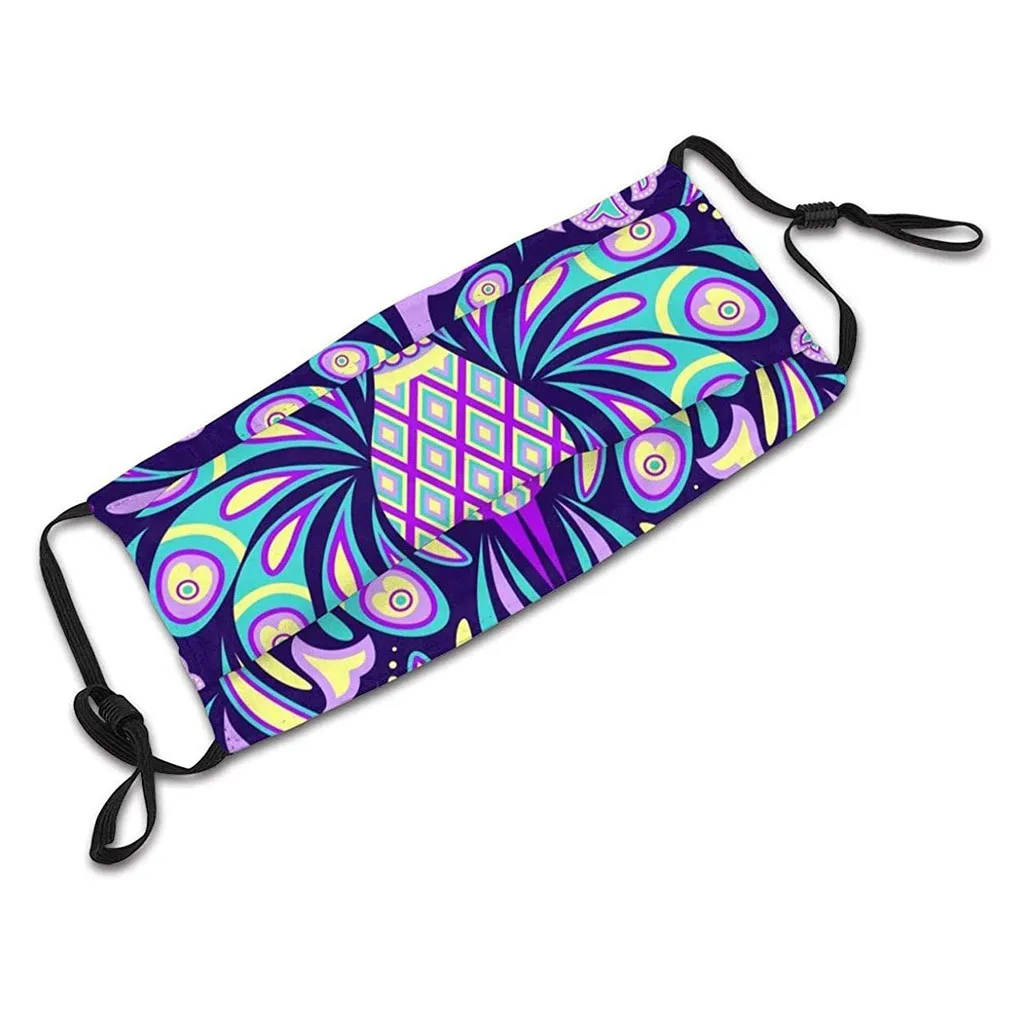 

1pc Fashion Purple Peacock Printed Mask For Adults Mouth Cover Outdoor Protection Washable Reusable Face Mask With 2 Filters