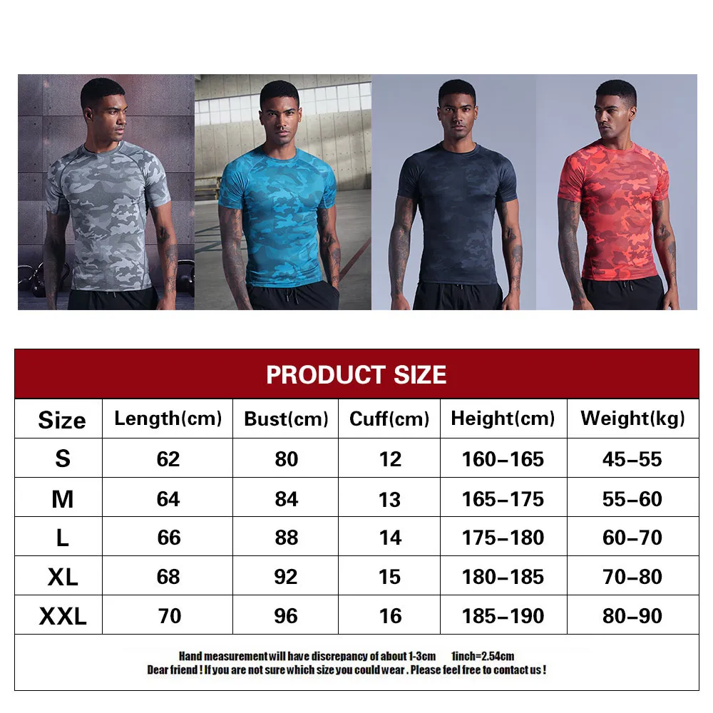 Men's Short Sleeve Polyester Skinny Red Print T-shirt Gym Fitness Bodybuilding Workout T-shirt Men's Summer Fitness Wear