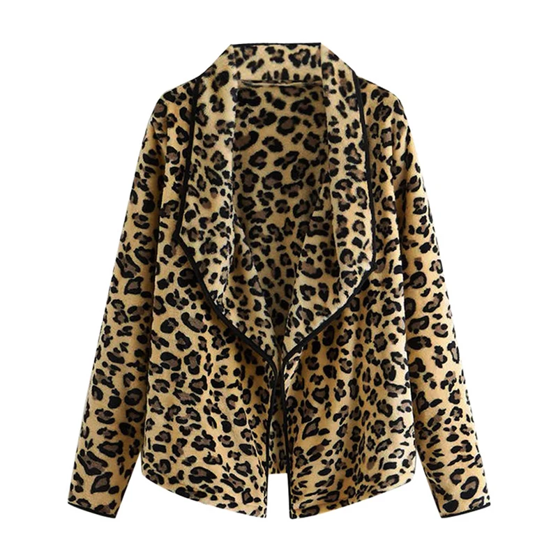 Fur Coat Women Winter 2021 Plus Size Leopard Faux Fluffy Hair Jacket Cardigan Warm Long Cape | Женская одежда