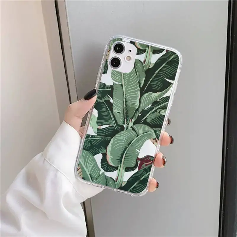 

Banana leaf fashion Phone Case Transparent for iPhone 11 12 mini pro XS MAX 8 7 6 6S Plus X 5S SE 2020 XR