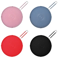 1pc silicone splash screen with handle anti boiling oil pan cover anti slip cooking pan protection mats for cooking cook pan