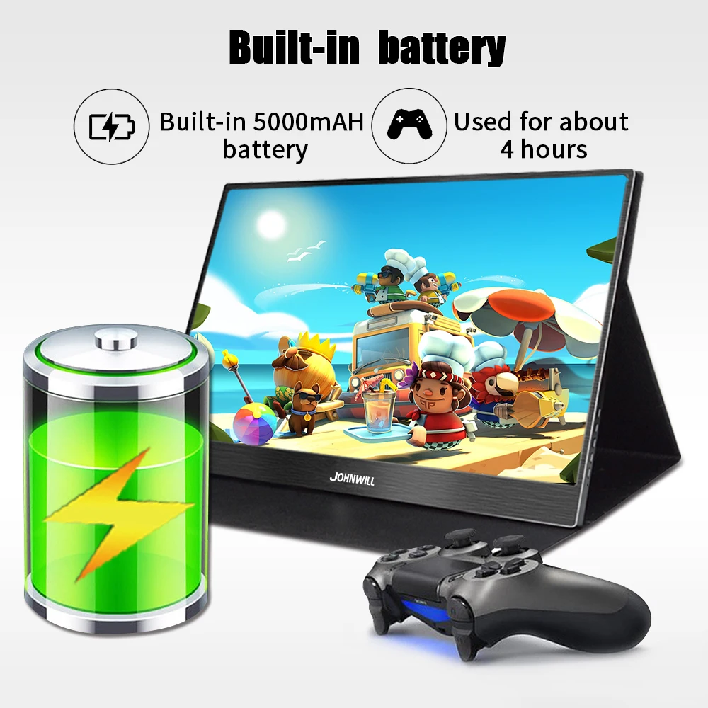 battery portable monitor 15 6 inch 1080p ips lcd display hdmi dp type c for pc laptop phone ps4 switch xbox 1080p gaming monitor free global shipping