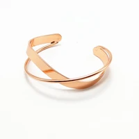 2021 fashion jewelry double layer geometric irregular cross open cuff bracelets rose gold color bangle for women girls party