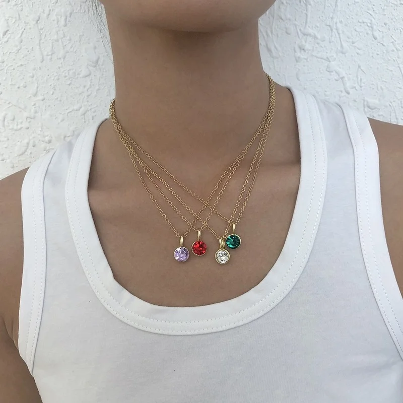 

Элегантное ожерелье, женское ожерелье с подвеской из кристаллов, женское Простое Элегантное украшение в европейском стиле, женские модные ...