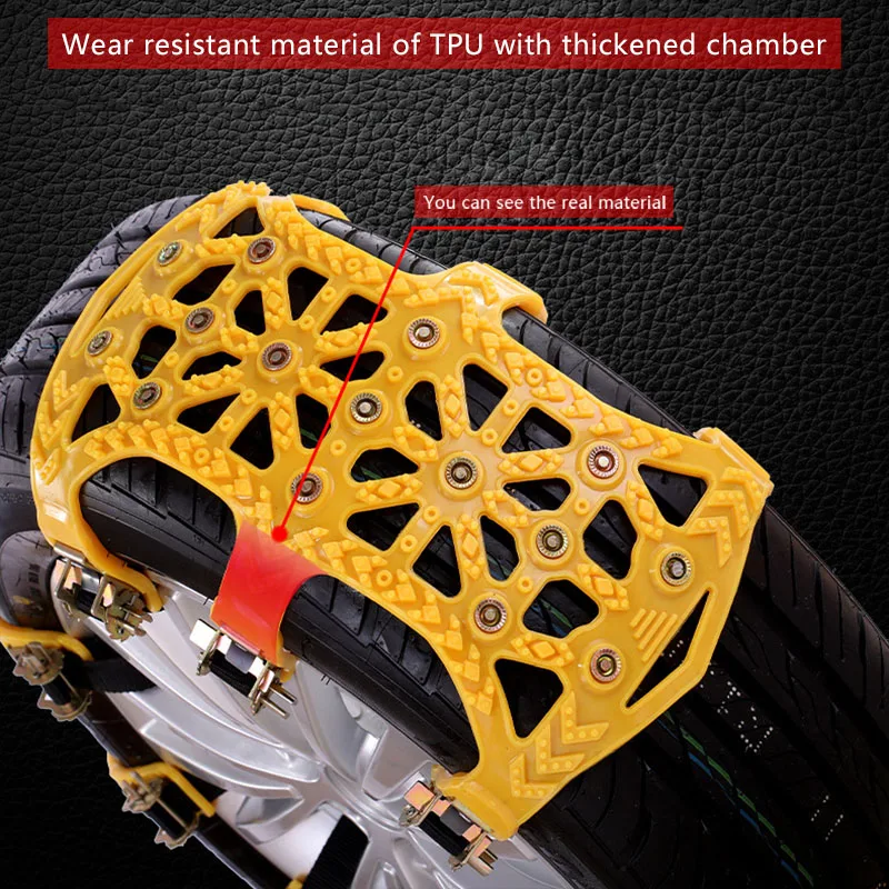 

Thicker Snow Chains Yellow Car Suit Tyre General Automobile Tire For SUV Off-road Safety Chains Snow Mud Ground Anti-slip Chain