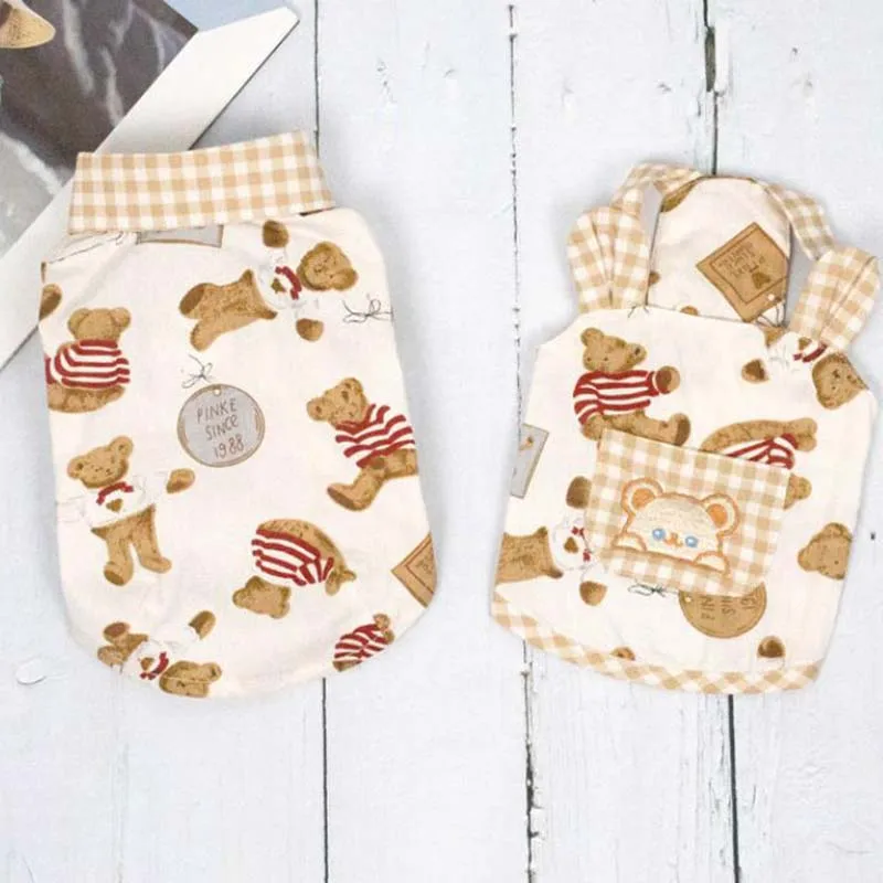 

Новая летняя тонкая одежда Тедди, чем панда, одежда для собак, майка с принтом медведя, рубашка для пары, маленькая одежда