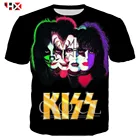 Повседневная забавная футболка HX с 3D принтом рок-группы KISS для мужчин и женщин, модная спортивная одежда в стиле Харадзюку, топы с коротким рукавом в стиле хип-хоп
