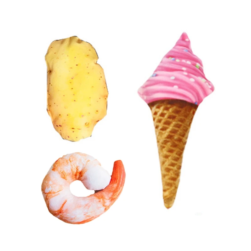 

Pet Dog Squeak Toy Cartoon Food Vegetables Canvas Bite Resistant Toy for Dog Toy Big Dog Animal Food Toy Shrimp Ice Cream Potato