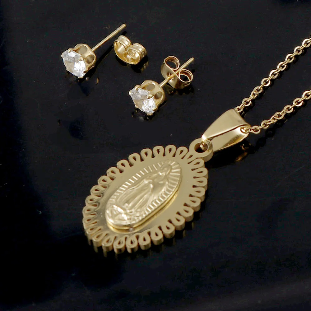 Овальное ожерелье из нержавеющей стали для женщин золото христианские костяные