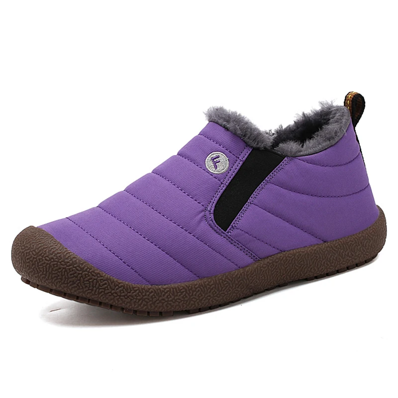 6822purple Женские зимние ботинки; коллекция года; однотонные теплые зимние ботинки с плюшевой подкладкой; нескользящая подошва; Водонепроницаемая женская обувь; большие размеры - Цвет: 6822purple