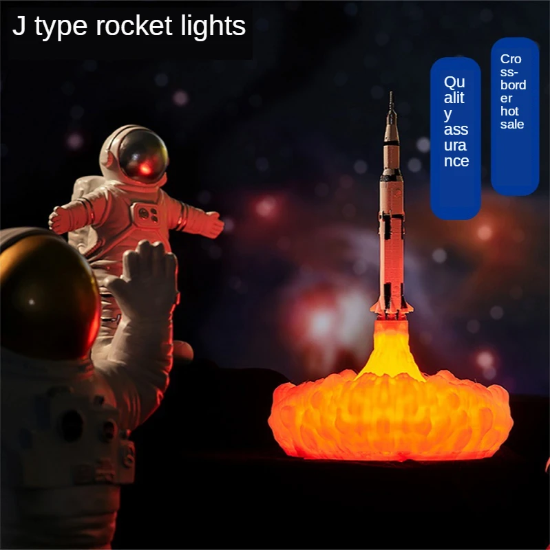 

2020 3D Print Space Lamp Rocket Lamp Saturn V Lamps Rechargeable Night Light Apollo 5 For Moon Land Space Lover Room Decoration