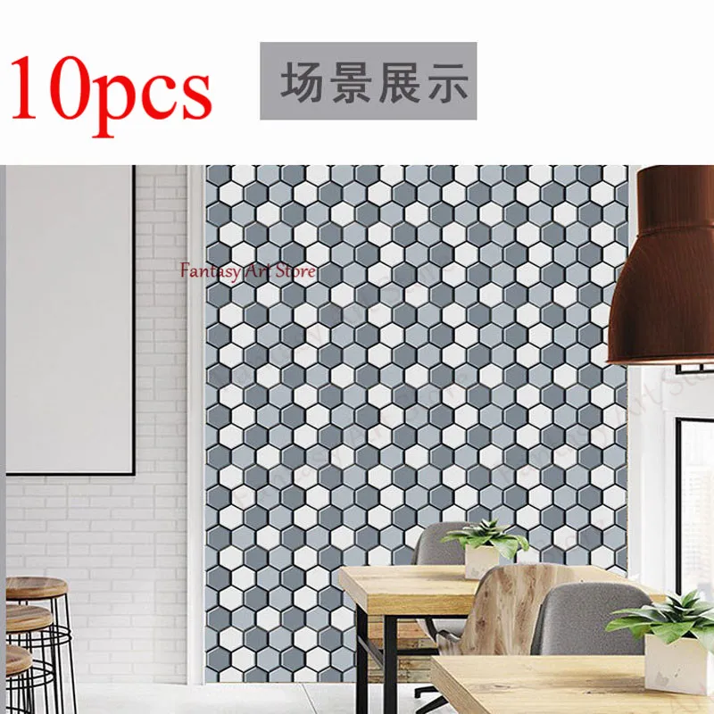 

10pcs Self-adhesive 3d Brick Stickers Children's Room Kitchen Roof Ceiling Background Wall Decals Diy Waterproof Foam Wallpaper
